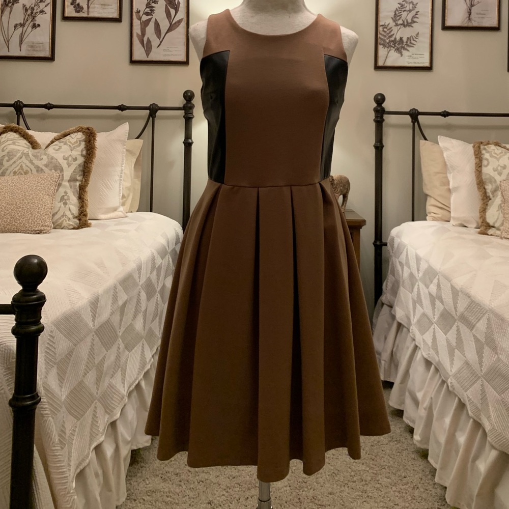 Camel and Black Dress